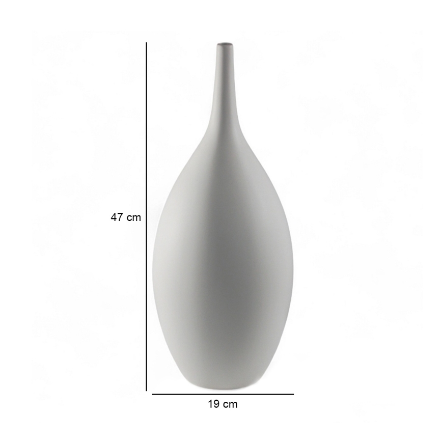 Valkoinen keramiikkamaljakko, korkeus 47 cm