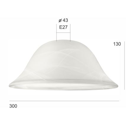 Varaosalasit kattovalaisimeen SFERA E27 130x300 mm valkoinen