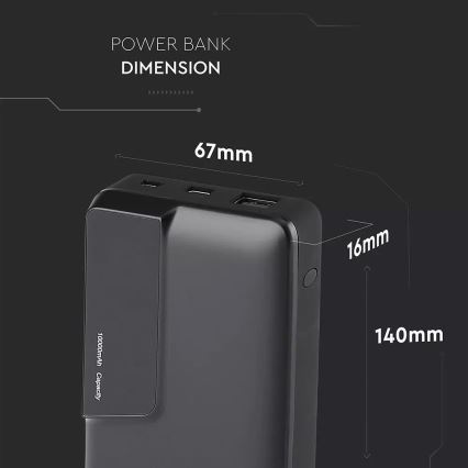Varavirtalähde näytöllä 10000mAh/3,7V musta