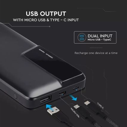 Varavirtalähde näytöllä 10000mAh/3,7V musta