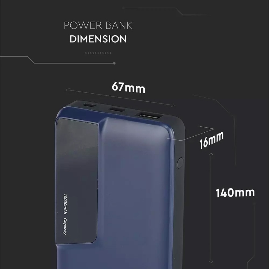 Varavirtalähde näytöllä 10000mAh/3,7V sininen
