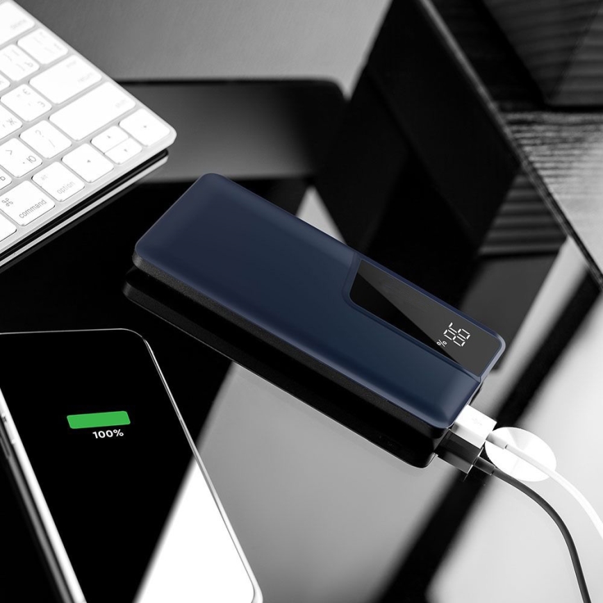Varavirtalähde näytöllä 10000mAh/3,7V sininen