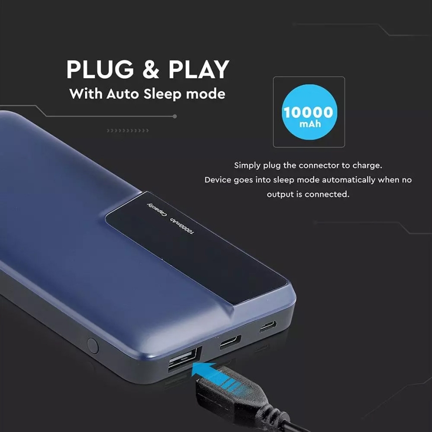 Varavirtalähde näytöllä 10000mAh/3,7V sininen
