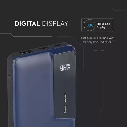 Varavirtalähde näytöllä 10000mAh/3,7V sininen