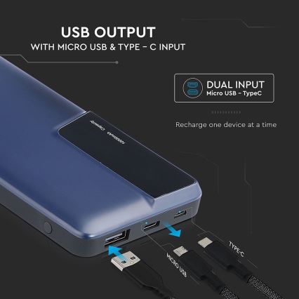 Varavirtalähde näytöllä 10000mAh/3,7V sininen