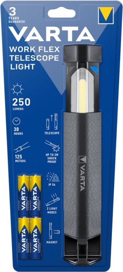 Varta 18646101421 - LED-taskulamppu WORK FLEX LED/4xAA IP54