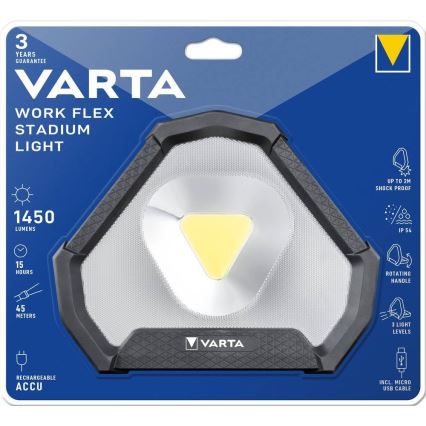 Varta 18647101401 - LED Kannettava taskulamppu WORK FLEX LED/12W/5V 5200mAh IP54
