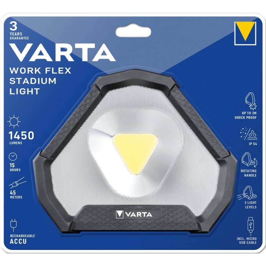 Varta 18647101401 - LED Kannettava taskulamppu WORK FLEX LED/12W/5V 5200mAh IP54