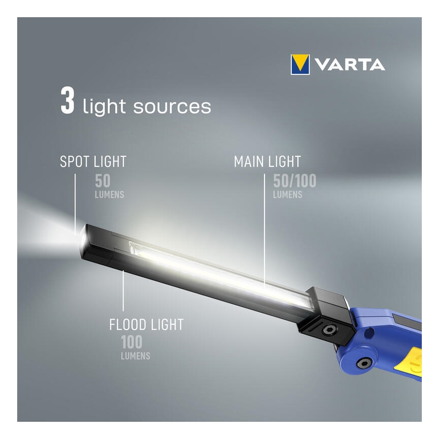 Varta 18649101401 - Ladattava LED-taskulamppu WORK FLEX F20R LED/5V IP54