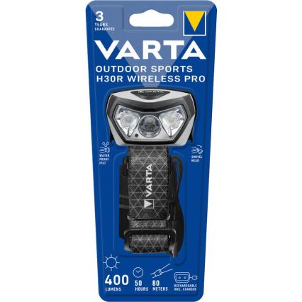 Varta 18650101401 - LED Himmennettävä otsalamppu langattomalla latauksella OUTDOOR SPORTS LED/5V 1800mAh IPX7