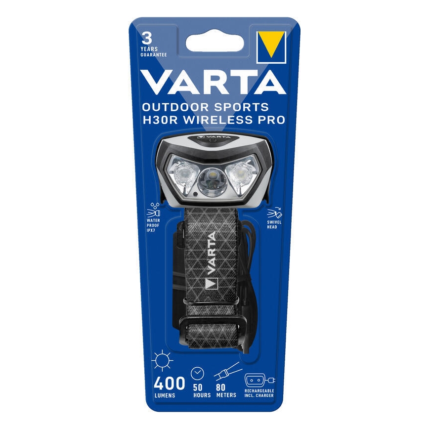 Varta 18650101401 - LED Himmennettävä otsalamppu langattomalla latauksella OUTDOOR SPORTS LED/5V 1800mAh IPX7