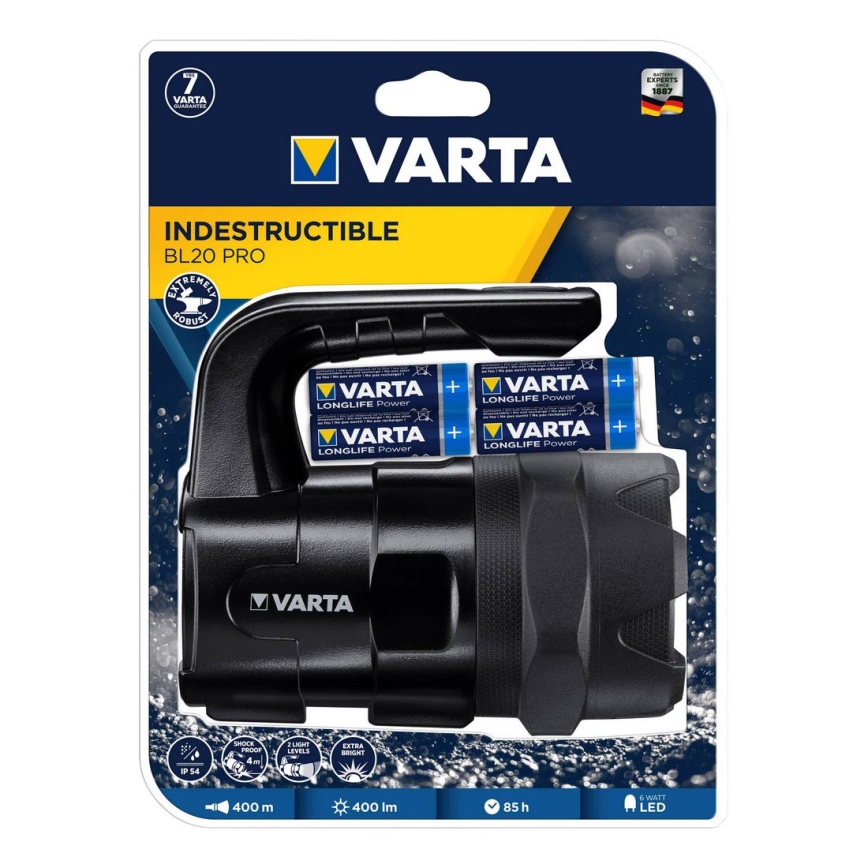 Varta 18751 - LED-taskulamppu LED/6W/6xAA IP54