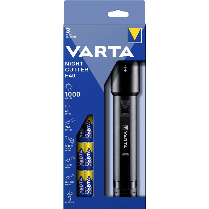 Varta 18902101121 - LED Himmennettävä taskulamppu NIGHT CUTTER LED/6xAA IPX4