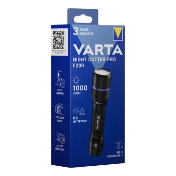 Varta 18920101111 - LED-ladattava taskulamppu NIGHT CUTTER PRO F20R LED/USB IP67