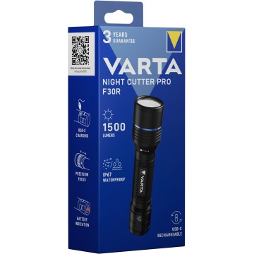 Varta 18921101111 - Ladattava LED-taskulamppu NIGHT CUTTER PRO F30R LED/USB IP67