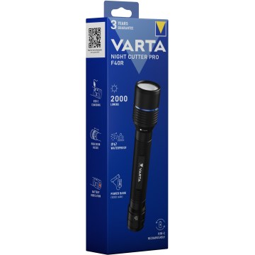 Varta 18922101111 - Ladattava LED-taskulamppu virtapankki NIGHT CUTTER PRO F40R LED/USB IP67