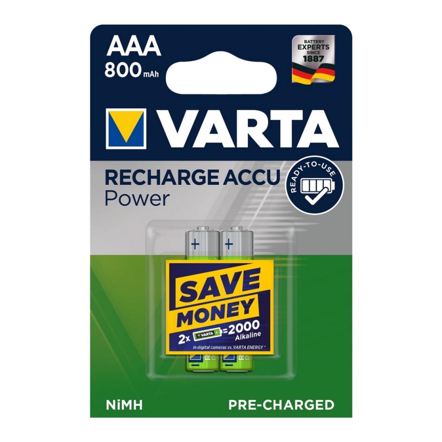 Varta 56703 - 2 kpl Uudelleenladattava akku ACCU AAA NiMH/800mAh/1,2V