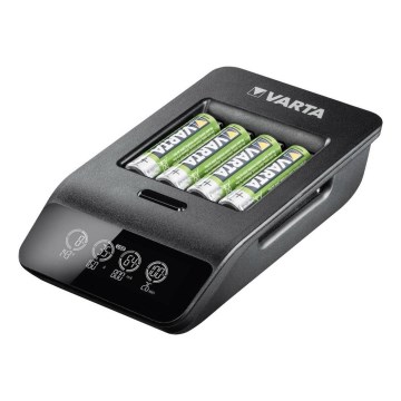VARTA 57684 - LCD-älylaturi 4xAA / AAA, lataus 1,5h
