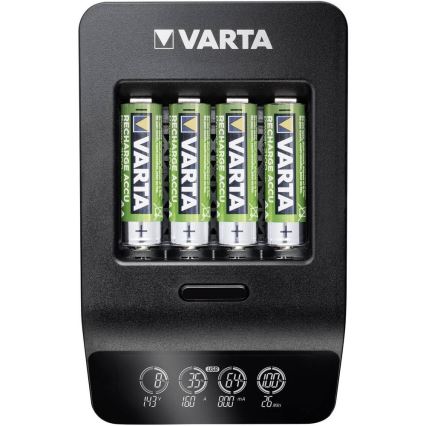 VARTA 57684 - LCD-älylaturi 4xAA / AAA, lataus 1,5h