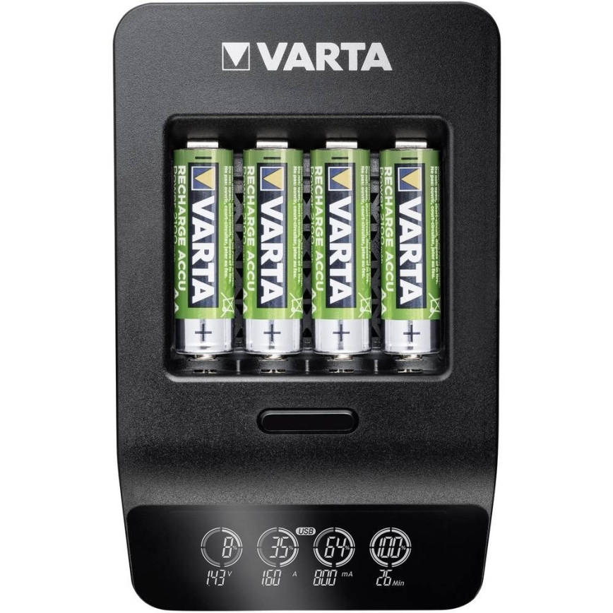 VARTA 57684 - LCD-älylaturi 4xAA / AAA, lataus 1,5h