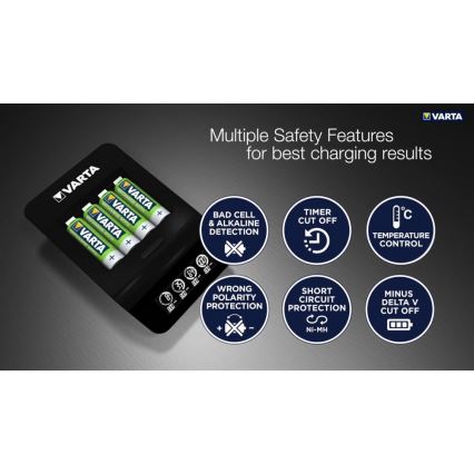 VARTA 57684 - LCD-älylaturi 4xAA / AAA, lataus 1,5h