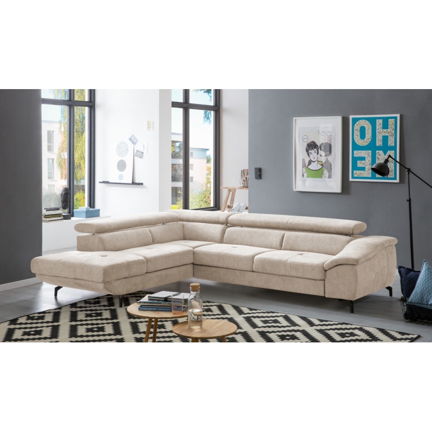 Kulmasohva, jossa säilytystila, L-mallinen, vasenkätinen, beige, BRESCIA