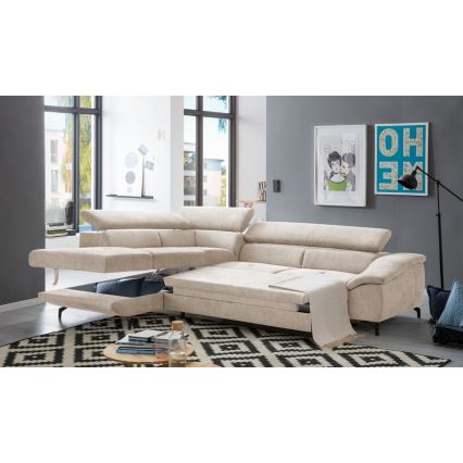 Kulmasohva, jossa säilytystila, L-mallinen, vasenkätinen, beige, BRESCIA