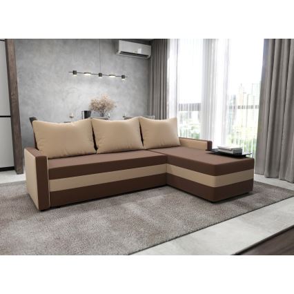 Verhoiltu universaali kulmasohva L-mallinen BRISTOL ruskea/beige