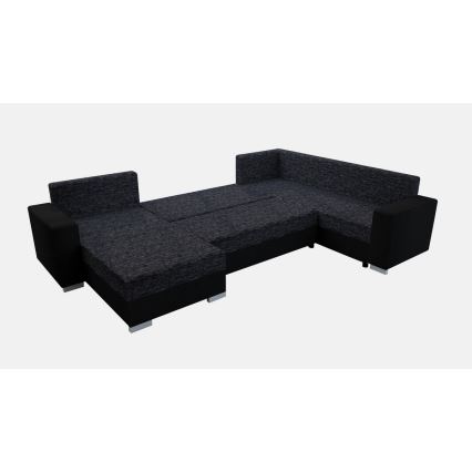Verhoiltu monikäyttöinen U-muotoinen avattava sohva YORK, musta/antrasiitti