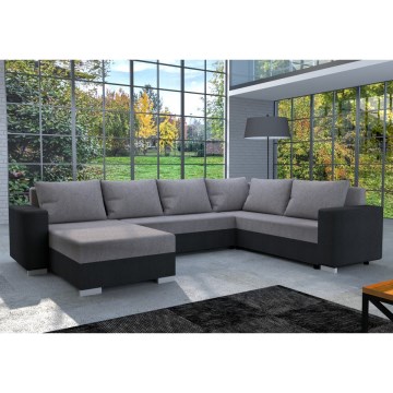 Verhoiltu monikäyttöinen U-muotoinen avattava sohvasarja YORK harmaa/musta