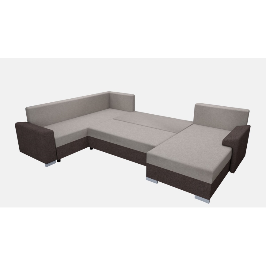 Verhoiltu, monikäyttöinen U-muotoinen kulmasohva OXFORD, ruskea/taupe