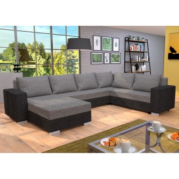 Verhoiltu monikäyttöinen U-muotoinen vuodesohva YORK harmaa/beige/ruskea