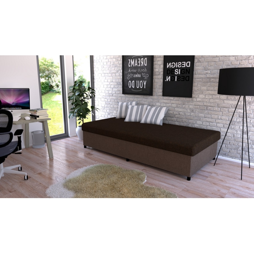 Verhoiltu säilytystilalla varustettu vuodesohva CORY 80x200 ruskea