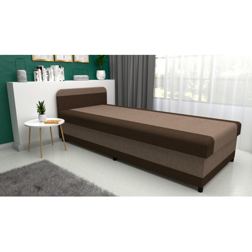 Verhoiltu vuodesohva säilytystilalla TALI 80x202 ruskea/beige