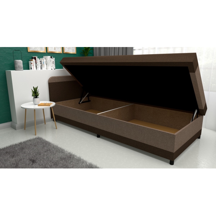 Verhoiltu vuodesohva säilytystilalla TALI 80x202 ruskea/beige