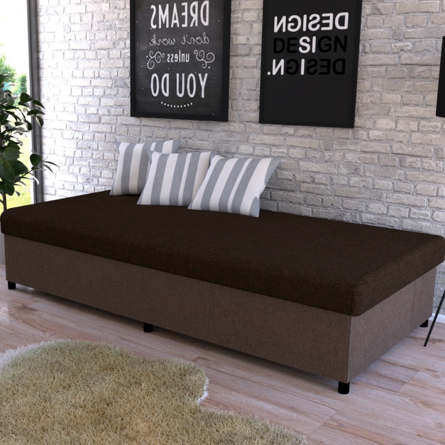 Verhoiltu säilytystilalla varustettu vuodesohva CORY 80x200 ruskea