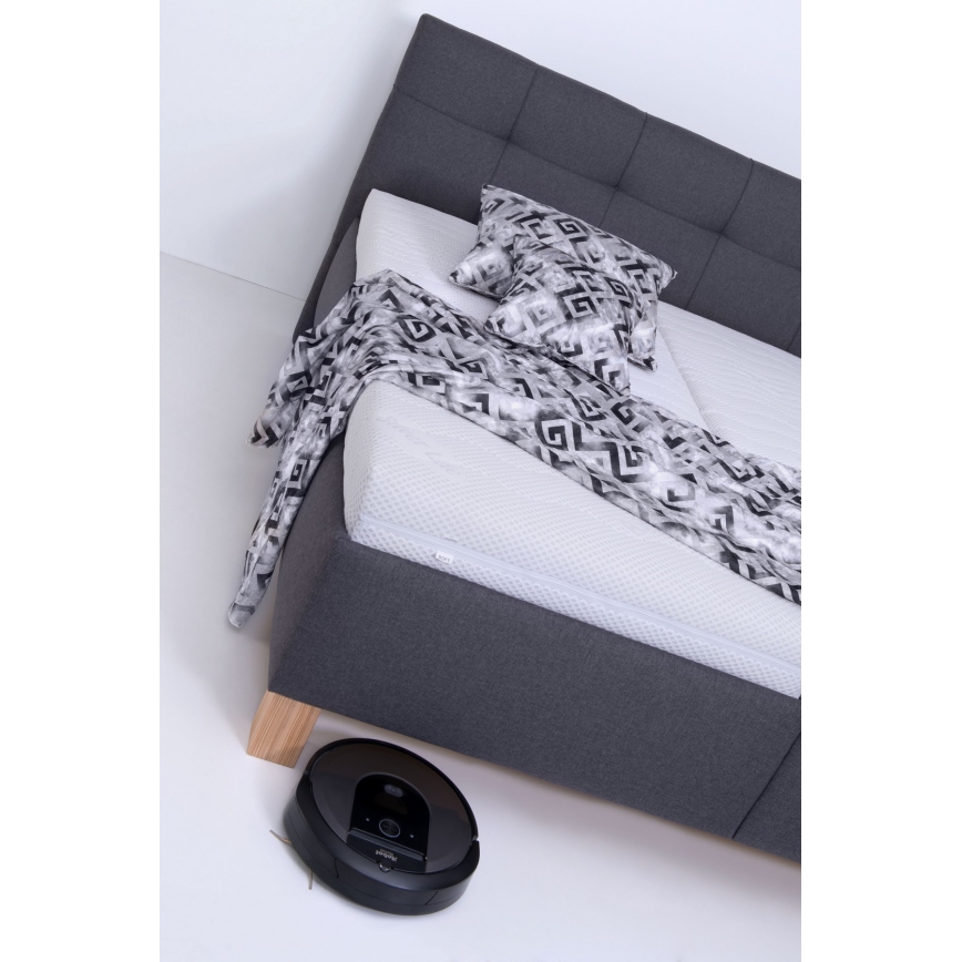 Verhoiltu sängynrunko MARIA säilytystilalla ilman patjaa 180x200 cm harmaa