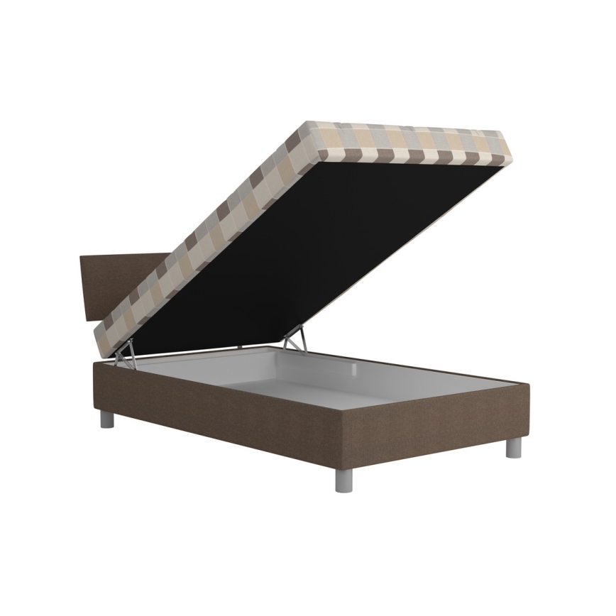 Verhoiltu sängynrunko säilytystilalla ja patjalla GEORGE 120 x 200 cm, ruskea