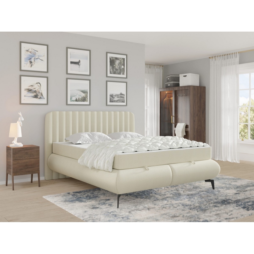 Verhoiltu sänky patjoilla ja säilytystilalla ALEXA 140x200 cm beige