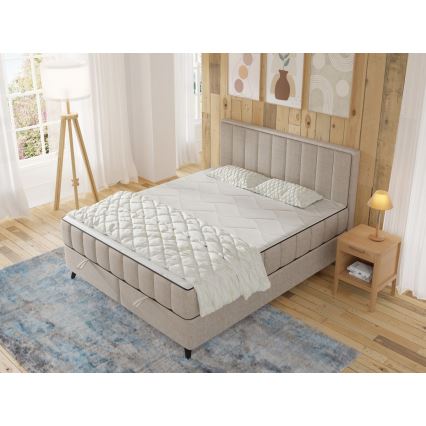 Verhoiltu sänky patjoilla ja toppauksella, säilytystilalla ALICIA 140x200 cm beige