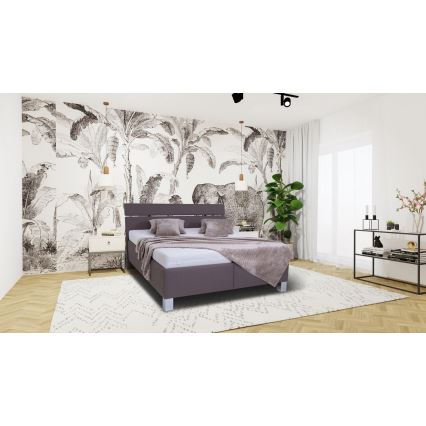 Verhoiltu sänky patjalla ja säilytystilalla ALIS 160x200 cm ruskea