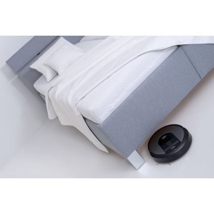 Verhoiltu sänky ALIS 160x200 cm patjalla ja säilytystilalla, vaaleanharmaa