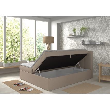 Verhoiltu sänky patjoilla ja toppauksella, säilytystilalla EMBER 180x200 cm beige