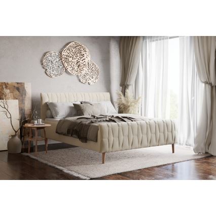 Verhoiltu sänky FLORA 160x200 cm ilman patjaa, beige