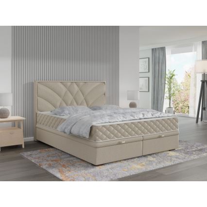Verhoiltu sänky patjoilla ja säilytystilalla GINA 140x200 cm beige