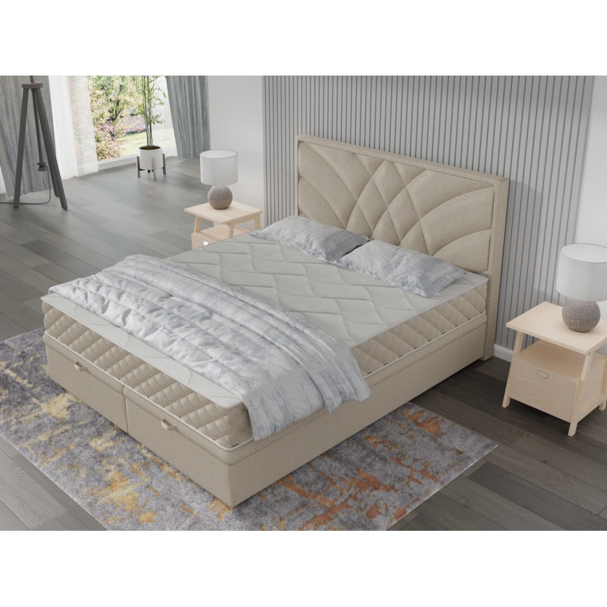 Verhoiltu sänky patjoilla ja säilytystilalla GINA 180x200 cm beige