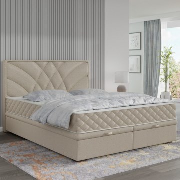Verhoiltu sänky GINA 180x200 cm patjoineen ja sisäänrakennetulla säilytystilalla, beige