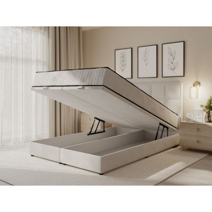 Verhoiltu sänky patjoilla ja säilytystilalla GRACE 140x200 cm beige