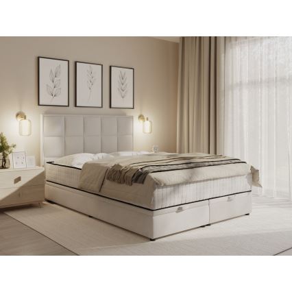 Verhoiltu sänky patjoilla ja säilytystilalla GRACE 160x200 cm beige