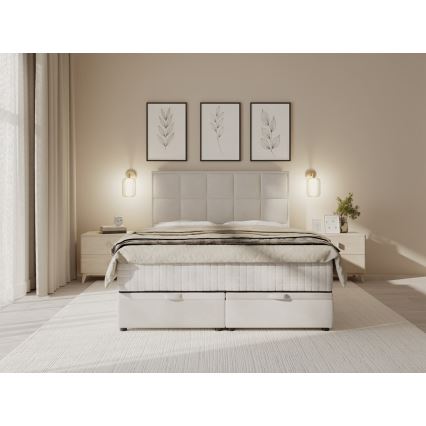 Verhoiltu sänky patjoilla ja säilytystilalla GRACE 160x200 cm beige
